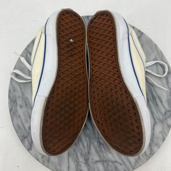 Vans Shoes Womens 8.5 Cream Suede Canvas Low Top Skate Skateboarding Sneakers - Picture 9 of 11
